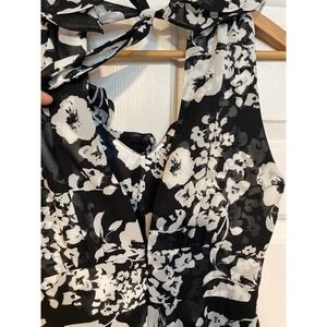White House Black Market Floral Ruffle Flowy Tie Sleeveless Midi Dress WHBM S 4